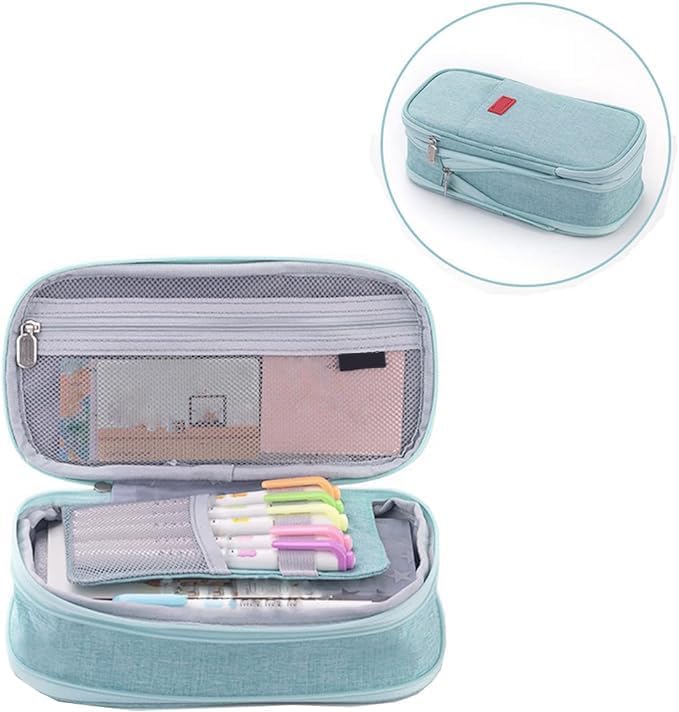 Arnuixty Large Storage Pencil Case Pen Bag with Zipper Big Capacity Pouch Organizer for Office Travel Holder Box