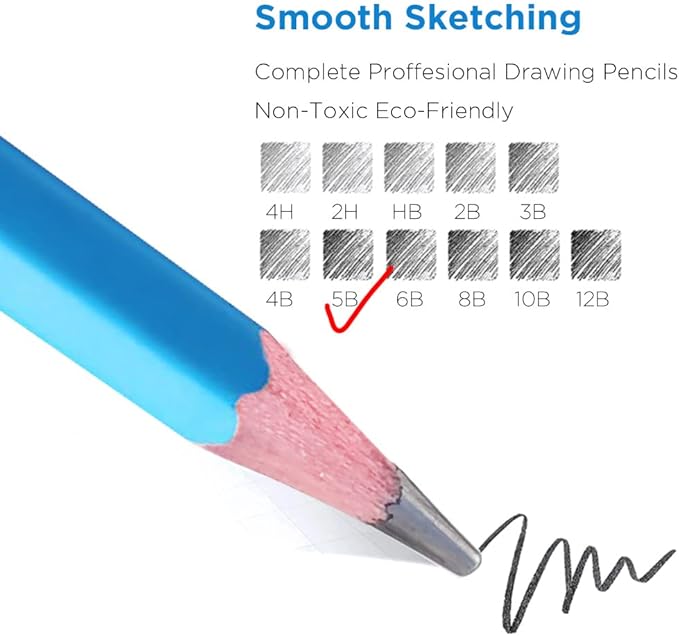 Sketch Pencils for Drawing 5B, 12pcs Professional Art Drawing Pencils for Shading, Sketching & Doodling | Graphite Pencil for Artists & Beginners