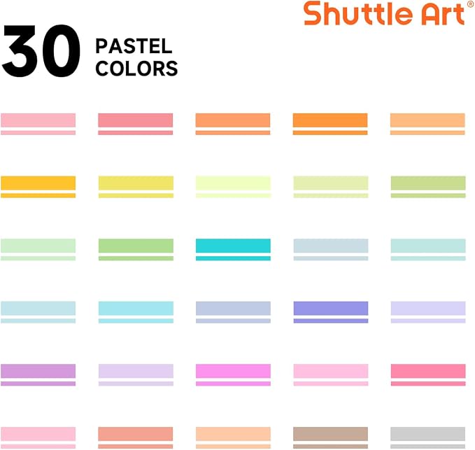 Shuttle Art 30 Colors Highlighters, Pastel Highlighter Pens Assorted Colors, Dual Tip Mild Color Markers, Perfect for Adults Teachers Students Underlining, Highlighting for Home School Office