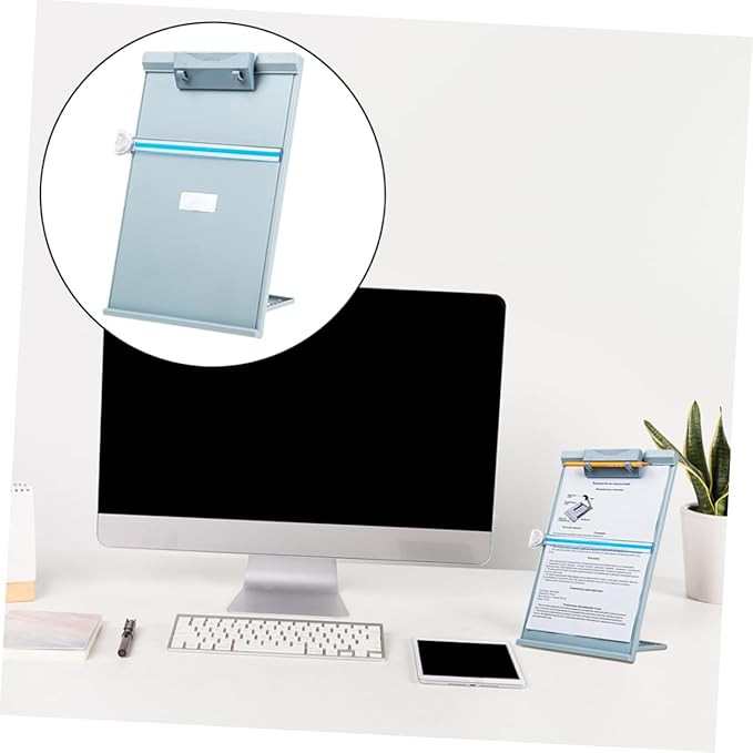 Portable Document Holder Light Grey Desktop Book Stand for Students Home Office Kitchen Library Compact Reading Rack for Books Textbooks and Files