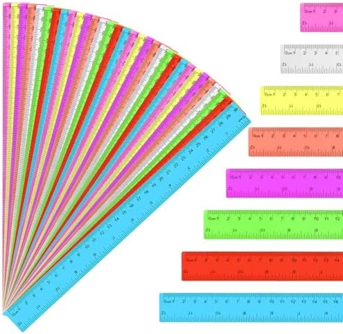 32 Pack Clear Plastic Rulers 12 inch, Ruler Bulk for Classroom and Office
