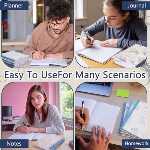 Harloon 6 Pack Composition Notebooks College Ruled Bulk Blue Ocean Composition Notebook 110 Page 7-1/2" x 9-3/4" Retro Aesthetic Journal Back to School Gift for Classroom Office First Day of School