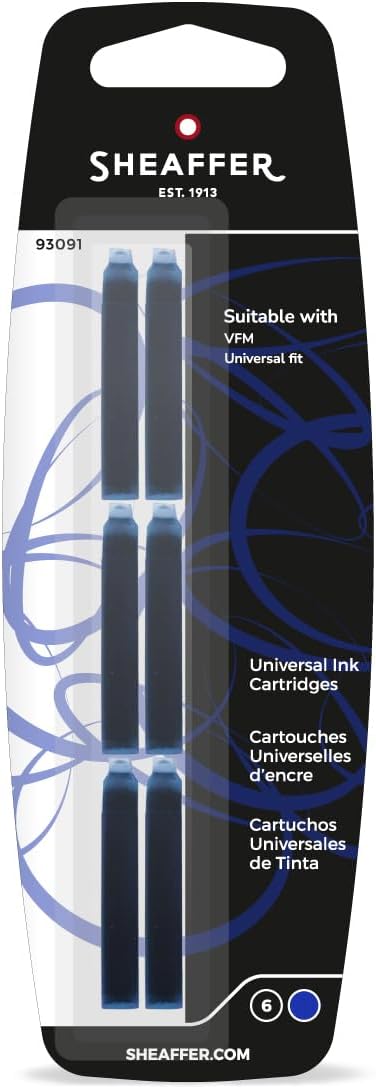 Sheaffer Skrip Fountain Pen Universal Ink Cartridge - Blue VFM (6pk euro fit)