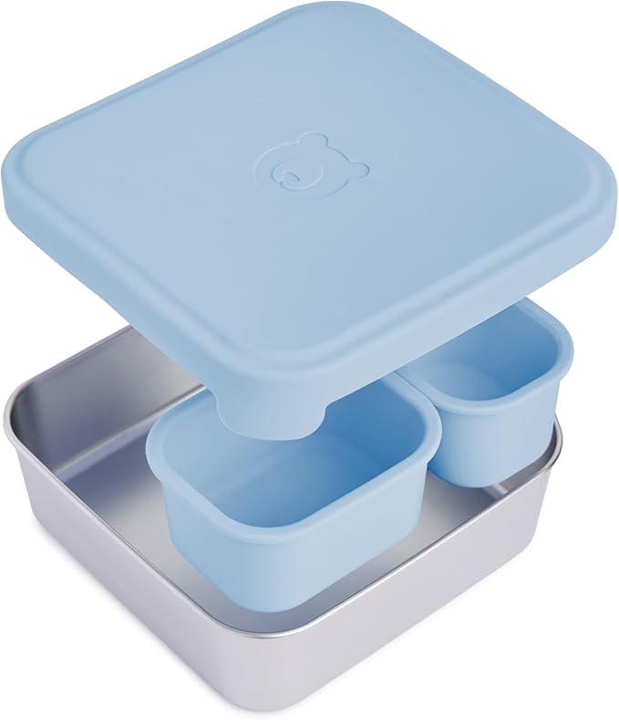 Good Bare Stainless Steel Sandwich Container for Kids & Adults, Plastic-Free Lunch Box with Silicone Lid, Leakproof Metal Snack Box, Dishwasher Safe, BPA-Free Food Storage Container, Sky Blue