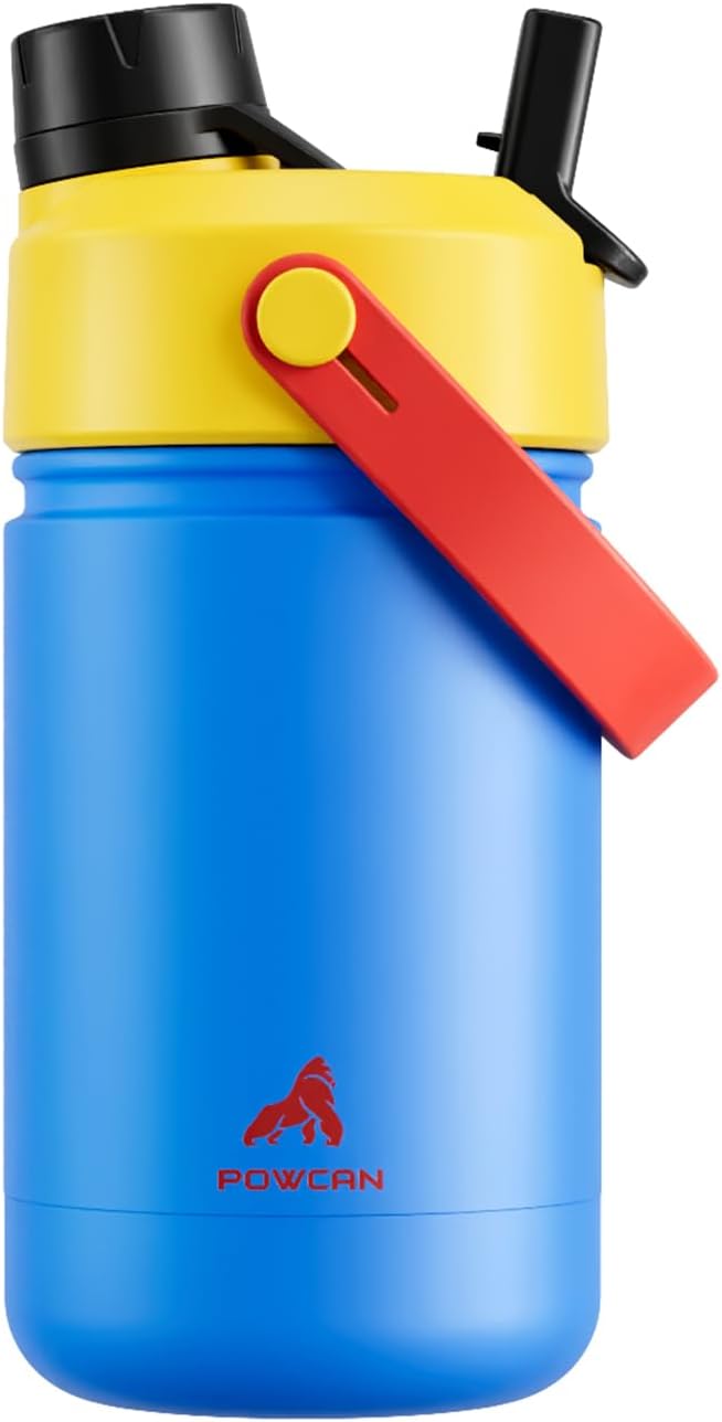 12 oz Kids Stainless Steel Water Bottle: Leakproof, BPA-Free, Keep Cold 24H, Easy Clean, Car Cupholder Friendly, Insulated Cup with Straw Spout Lid for School, Sports, Travel, Gift (Sailor Quack)