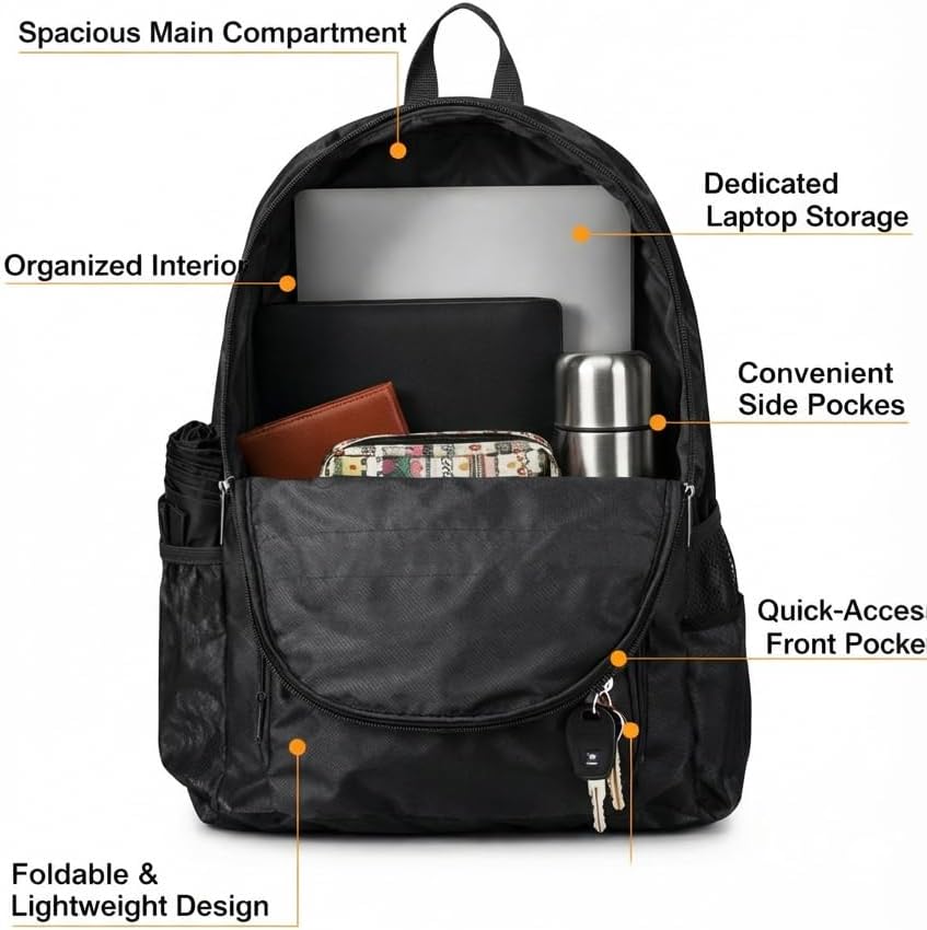 Haneulbit Foldable Backpack, Lightweight Backpack and Waterproof Backpacks for Travel and Hiking