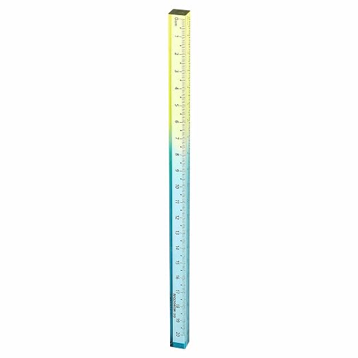 HARFINGTON Acrylic Clear Straight Rulers 20cm Metric Transparent Gradient Three-Dimensional Plastic Ruler Square Cube Measuring Tool for Classroom Office, Blue Yellow
