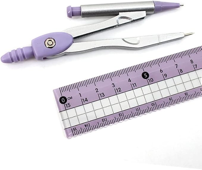 LABANCA 7 Pcs Compass Set with Protractor Rulers Drafting Tools Kit for Math Geometry (Y-Pink)