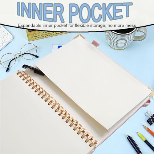 Hardcover Spiral Five Subject Notebook, Multi Subject Notebooks, Pink