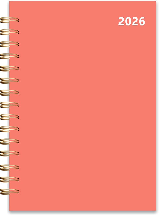 2026 Weekly and Monthly Planner, From January 2026 to December 2026, 5.5" x 8.5" Daily Planner for Productivity, Goal Setting & Time Management, Organizer for Work & School - Orange Hard Cover