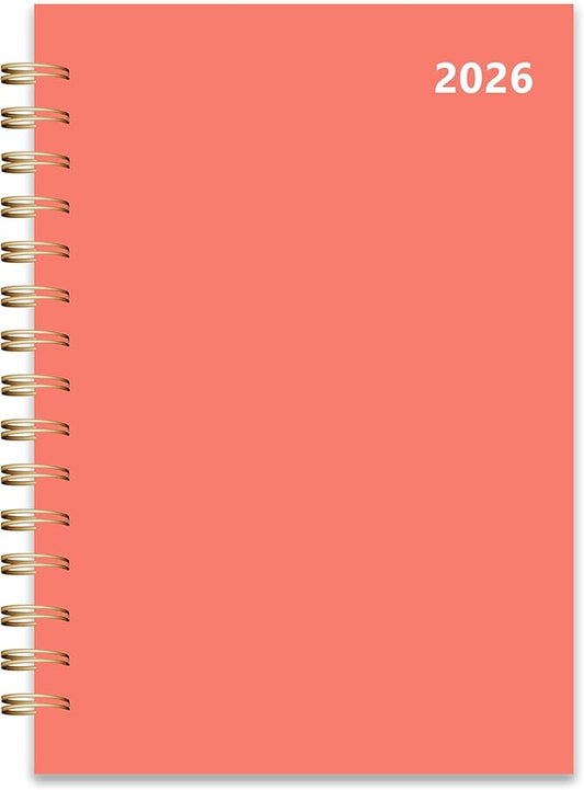 2026 Weekly and Monthly Planner, From January 2026 to December 2026, 5.5" x 8.5" Daily Planner for Productivity, Goal Setting & Time Management, Organizer for Work & School - Orange Hard Cover