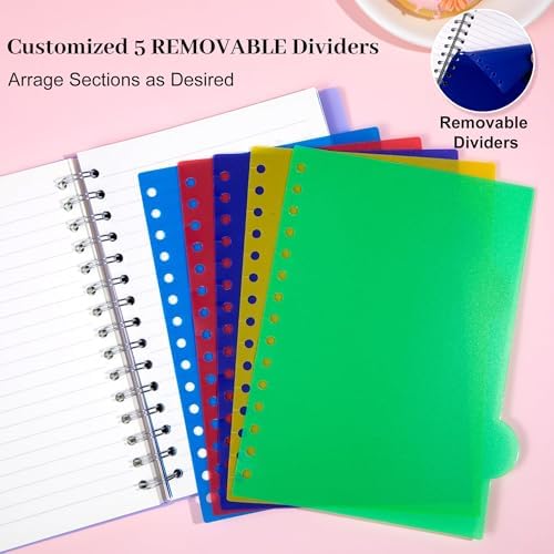 FLYING EAGLE 5 Subject Spiral Notebook with Dividers & Tabs,3 Pack,5x7