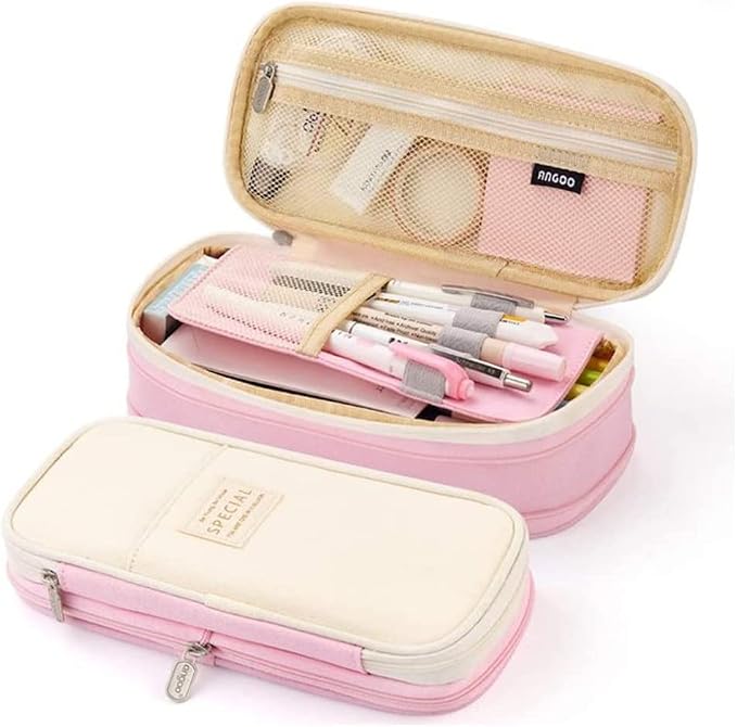 iSuperb Foldable Pencil Case Zipper Big Capacity Aesthetic Canvas Pencil Pouch Compartments Stationery Organizers Pen Bag for Kids Girls Boys Teen Child Student School Supplies Makeup Bags