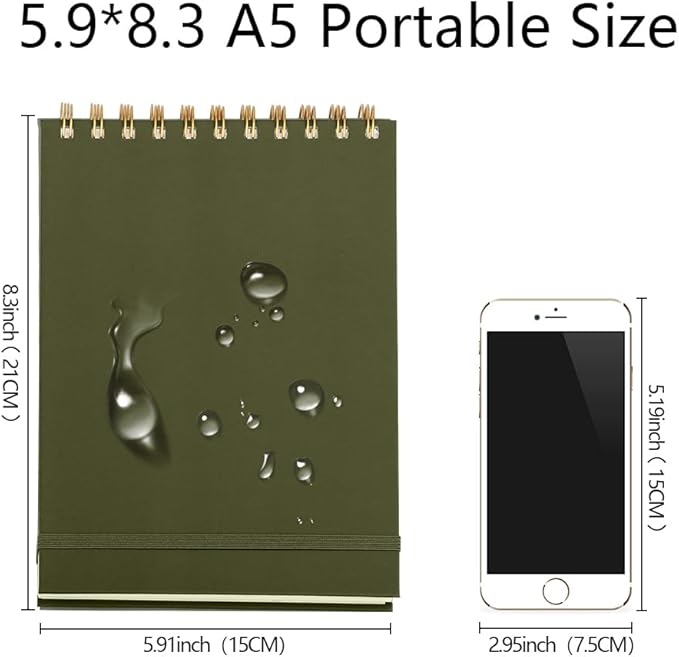4 Pack Thick Superhard Cover A5 Top Spiral Notebook,Top Bound Notebooks Steno Notebooks 4x160 Pages, Inner Pocket College Ruled, Hardcover Steno Pads, Left-Handed Spiral Notepads for Work Green