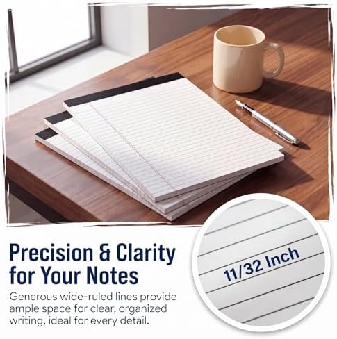3 Pack Legal Pads 8.5 x 11 White Note Pads 8.5 x 11 Wide Ruled Notepads