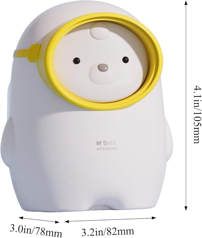 M&G Electric Pencil Sharpener, Portable Pencil Sharpener Battery/USB Dual Power Operated Sharpener for Pencils Kids Students Home Classroom School Office (Cute Bear)