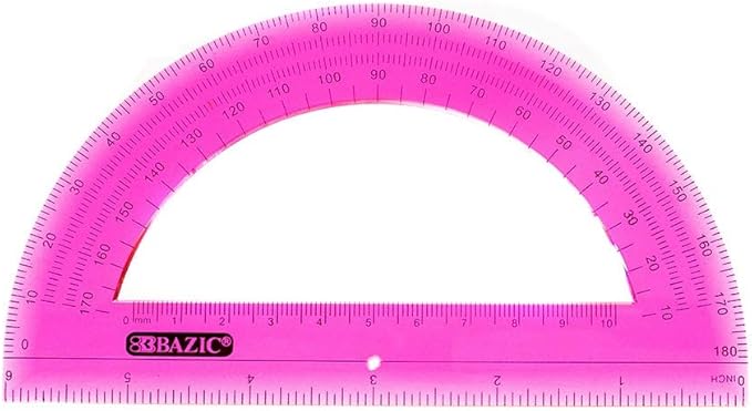 West Coast Paracord 5 Piece School Kit with Zipper Pouch – Colored Compass, Protractor, Ruler, Eraser, Sharpener – Geometry and Math Tool Set (Pink)