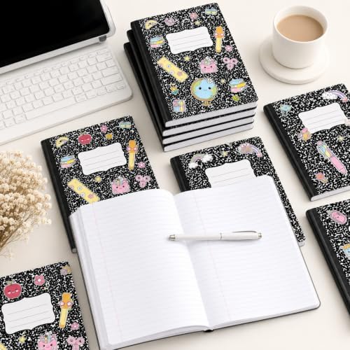 8 Pack Black Marble Composition Notebooks College Ruled 9-3/4 x 7-1/2''