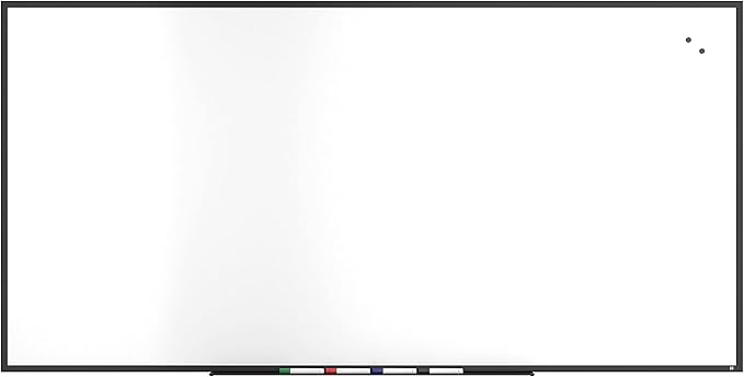 TRU RED Staples Magnetic Steel Dry Erase Board, Black Frame, 8-ft x 4-ft (TR61183)