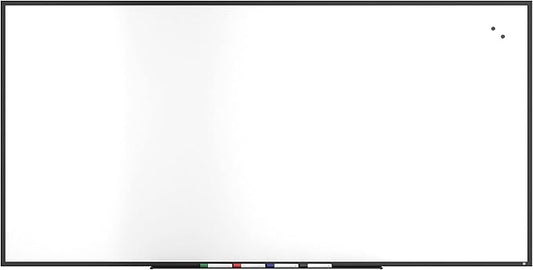 TRU RED Staples Magnetic Steel Dry Erase Board, Black Frame, 8-ft x 4-ft (TR61183)