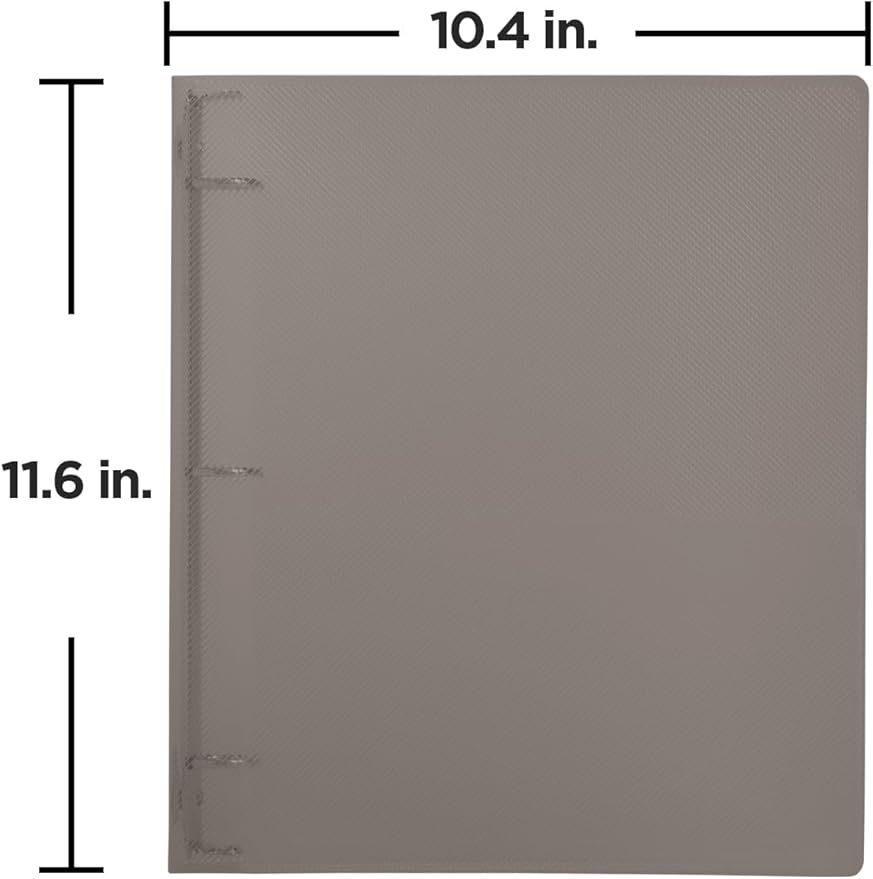 JAM PAPER Plastic 1 inch Binder - Smoke Grey 3 Ring Binder - Sold Individually