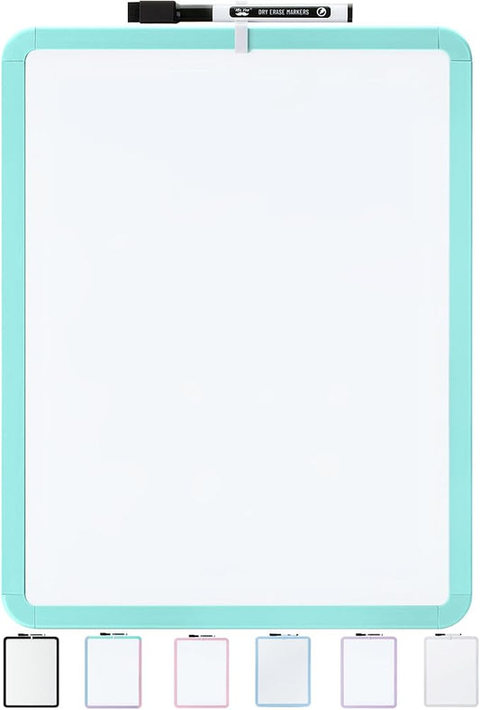 Mr. Pen- Dry Erase Board, 14” x 11” with a Black Dry Erase Marker, Mint Green Frame, Small Mini White Board for Students, Fridge, Wall, Locker, Includes Double Sided Tapes