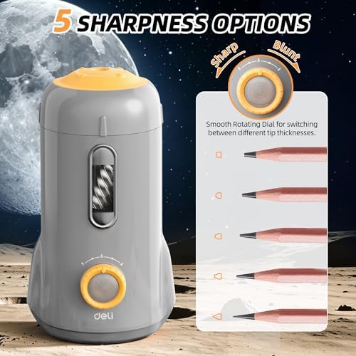 deli Electric Pencil Sharpener, Fully Automatic Pencil Sharpener,Gray