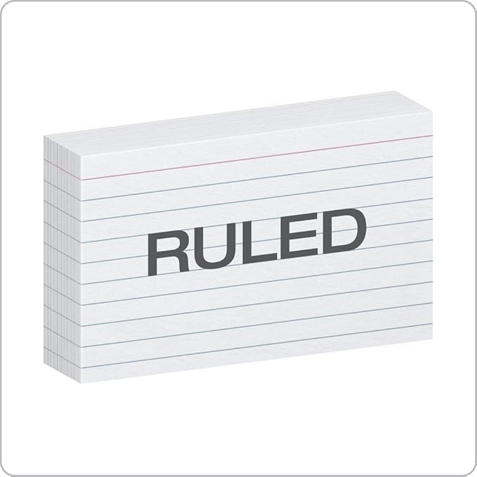 Oxford 3x5 Heavy Weight Ruled Index Card, White, 100 Count (63500), 2 Set of 100 total Of 200 Cards