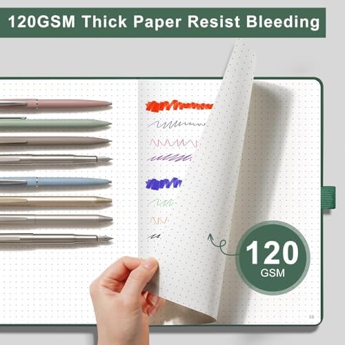 AHGXG Dotted Journal Notebook, 160 Numbered Pages, A5 Size (5.7'' x 8.3'')