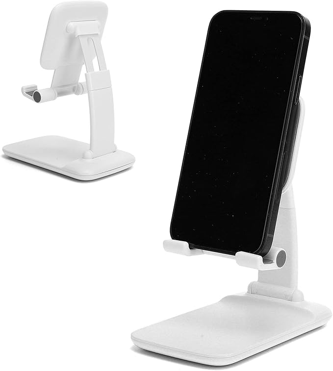 ciciglow Adjustable Desktop Mobile Phone Tablet Stand Holder for Webcast Online Meeting (Plastic White)