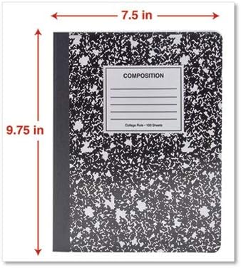 Universal Composition Book, College Rule, 9 3/4 x 7 1/2, White, 100 Sheets (UNV20940)
