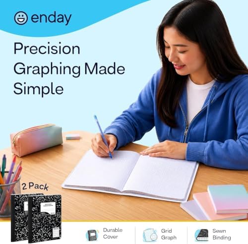 Enday Graph Paper Composition Notebook (48 Pack) 100 Sheets