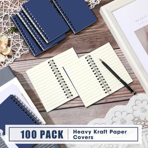 Jutom 100 Pcs Small Spiral Notebook Memo Pad 3x5, Dark Blue