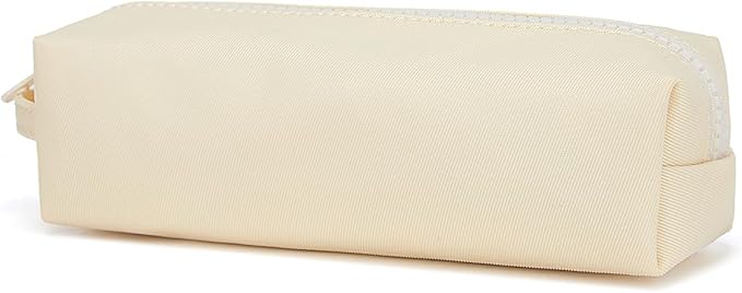 Pencil Case Soft School Pencil Pouch Bag for Easy Carry Stylish and Durable (Cream)