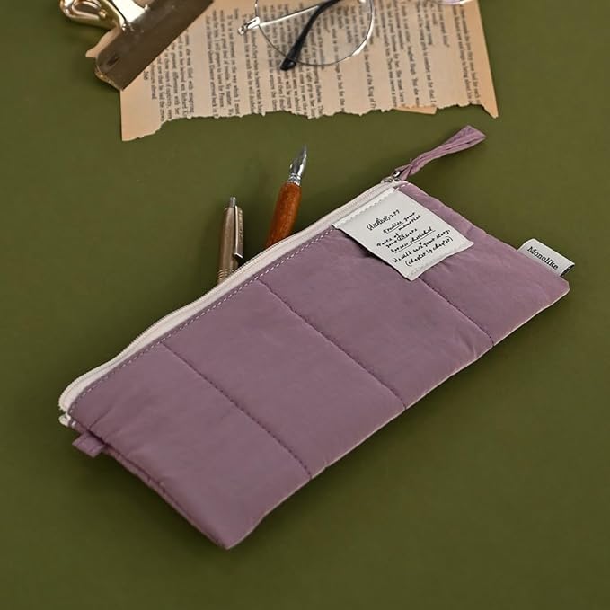Monolike Archive247 Cushion Pencil Case, 04. Purple - Pencil Pouch, Portable Pencil Bag, Pencil Case, Office Pouch case, Cushion, Soft, Vintage