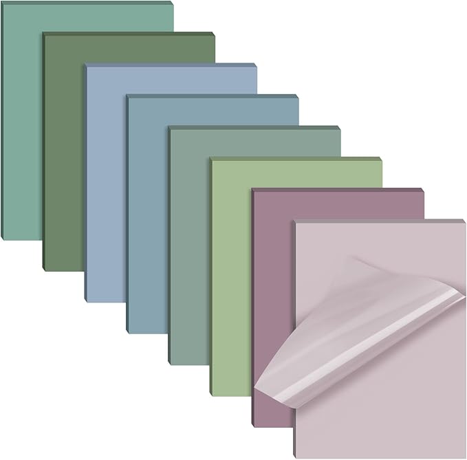 Yinder 4 x 6 Inch Transparent Sticky Notes Translucent Sticky Notes Waterproof Clear Self Memo Pad See Through Bible Journaling Accessories Office School Supplies(8 Pcs,Pastel)