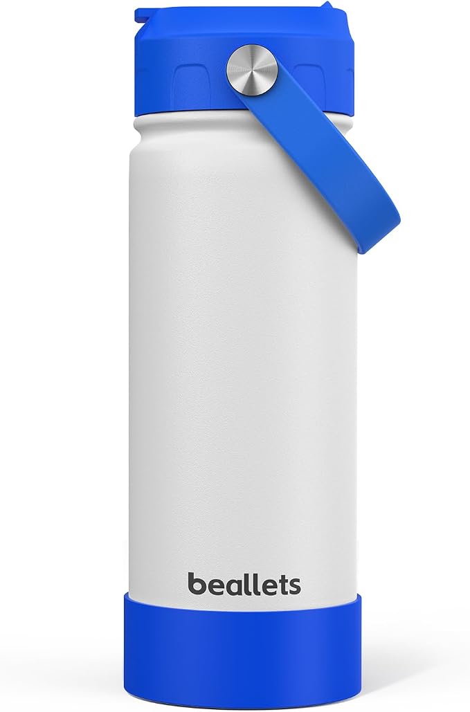 18oz Kids Insulated Water Bottle, Straw Cup | DIY Stickers, BPA-Free, 316 Stainless Steel, Silicone Boot, Keeps Cold 24h, Leak-proof, School, Sports