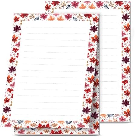 2 Pack Lined Sticky Notes 4x6 in, Cute Self-Stick Notepads with Lines, Large Memo Pads Strong Adhesive for Office, Home Cute Colorful Leaf