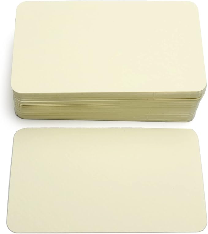PPAPPAPPIYO 3.5x2 rounded corner index cards180gsm Thick Cardstock, Blank Colored Flash Cards for Study, Notes, Business Cards & Labels, Small Notecards 100 Pack (Warm ivory)