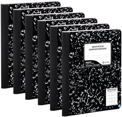Enday Graph Paper Composition Notebook (6 Pack) 100 Sheets.