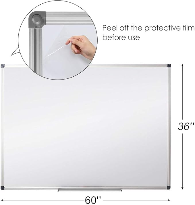 XIWODE Large Magnetic Dry Erase Whiteboard 36x60 Inch, Wall-Mounted Silver Aluminum Frame, Anti-Stain No Ghosting for Home School Office Conference Room