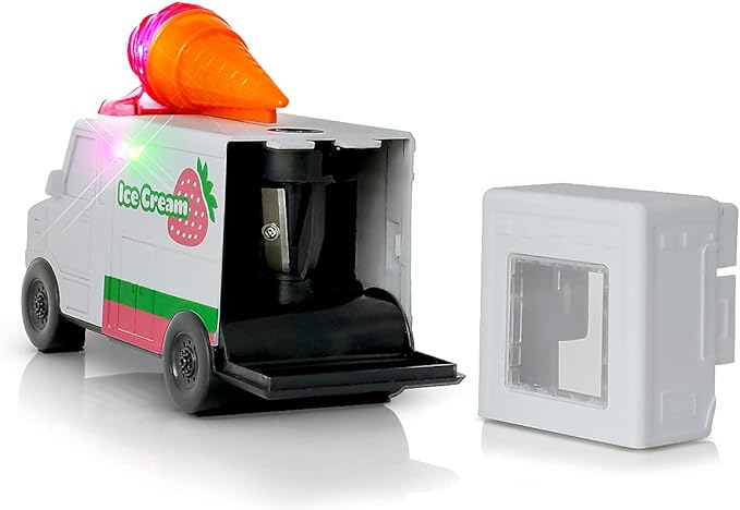 Amazeko Electric Pencil Sharpener with Ice Cream Lights and Music for Kids. Great for Back to School, Birthdays, and Holidays (Strawberry)