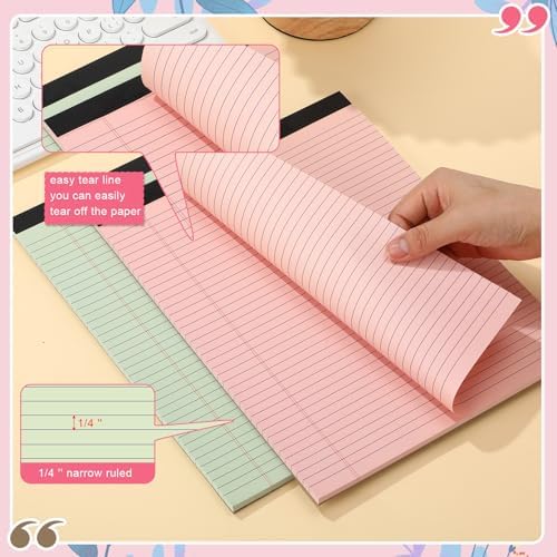 Fuutreo 8 Pcs Legal Pads 8.5 x 11 Colored Note Pads, Macaron Color