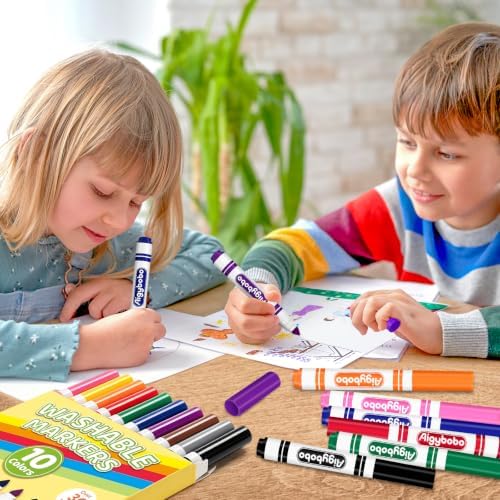 120 Count Washable Markers, 12 Packs, 10 Colors, School Supplies Bulk