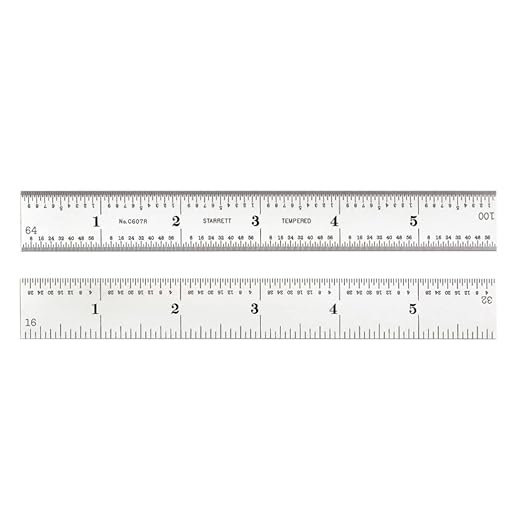 Starrett Spring Tempered Steel Rules with Satin Chrome Finish, Quick Reading and Inch Graduation - 6" Length, 7R Graduation Type, 3/64" Thickness - C607R-6
