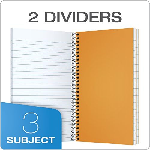 TOPS 3-Subject Wirebound Notebook, College Rule, 6 x 9.5 Inches, White, 150 Sheets per Book, Color Cover May Vary (65362)