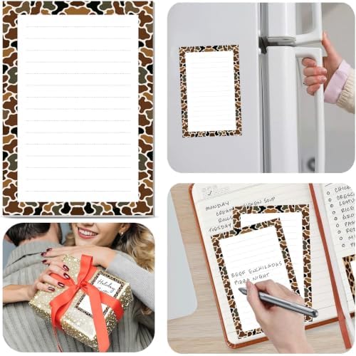 2 Pack Lined Sticky Notes 4x6 in, Cute Self-Stick Notepads with Lines, Large Memo Pads Strong Adhesive for Office, Home Green Cute Camouflage
