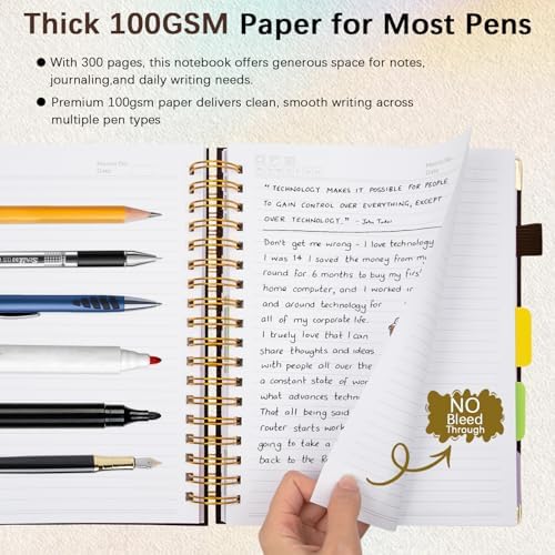 Hardcover Spiral Notebook with Tabs & Dividers, 8.5"x11" 5 Subject