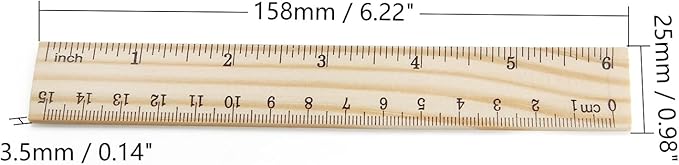 Utoolmart 2 Pcs Wooden Straight Ruler, 15cm / 6-inch Double-Sided Scale Ruler, Measuring Tool for Engineering Office Architect and Drawing