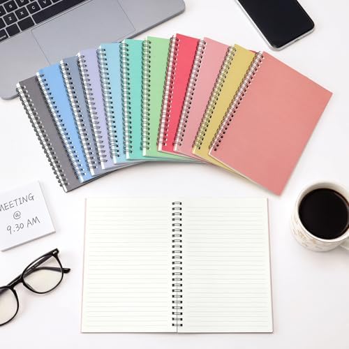 Fuutreo 12 Pcs Spiral Notebook for Work A5 8.3 x 5.7 Inch College Ruled Spiral Journal Notebook Kraft Cover Ruled Paper, 12 Color, 60 Sheets, 120 Pages for Office School(Artistic Color,Classic)